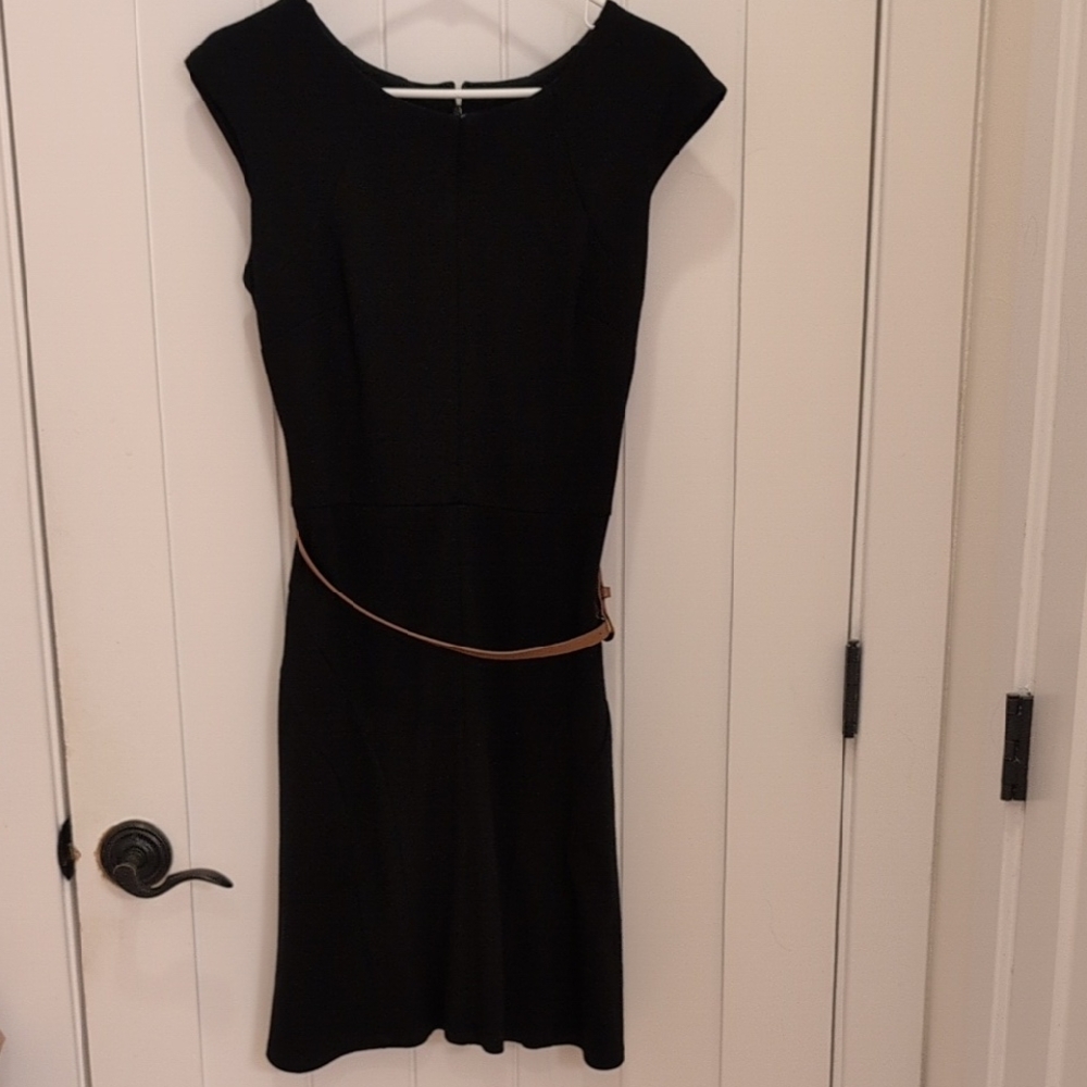 Merona Black Midi Dress with Tan Belt